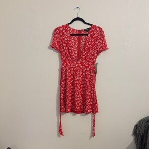 Lulu's Red Floral Mini Dress